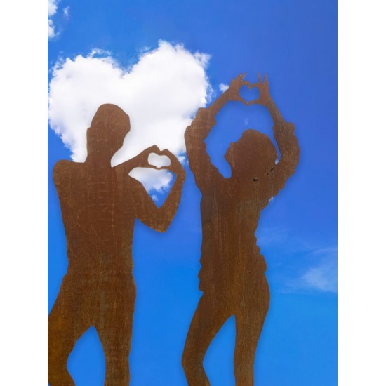 Menschen und Silhouetten Lebensgroße Figur - Tom - Hände bilden ein Herz - 184 cm hoch 
Lebensgroße Silhouette eines Mannes Tom