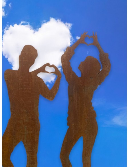 Menschen und Silhouetten Lebensgroße Figur - Tom - Hände bilden ein Herz - 184 cm hoch 
Lebensgroße Silhouette eines Mannes Tom