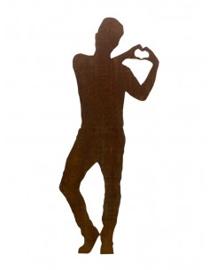 Lebensgroße Figur - Tom - Hände bilden ein Herz - 184 cm hoch 
Lebensgroße Silhouette eines Mannes Tom - Die Hände bilden 2
