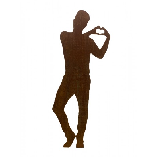 Lebensgroße Figur - Tom - Hände bilden ein Herz - 184 cm hoch 
Lebensgroße Silhouette eines Mannes Tom