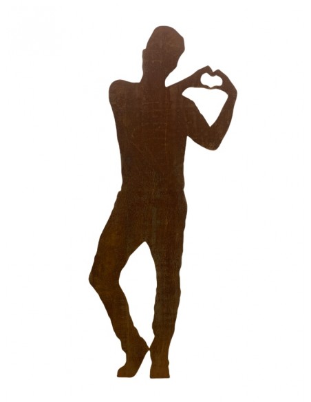 Lebensgroße Figur - Tom - Hände bilden ein Herz - 184 cm hoch 
Lebensgroße Silhouette eines Mannes Tom