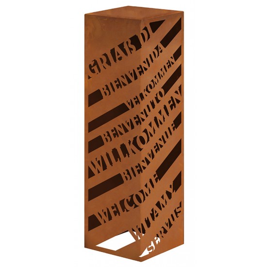 Rechteckige Rostsäule - Griaß Di, Willkommen - Höhe 100 cm