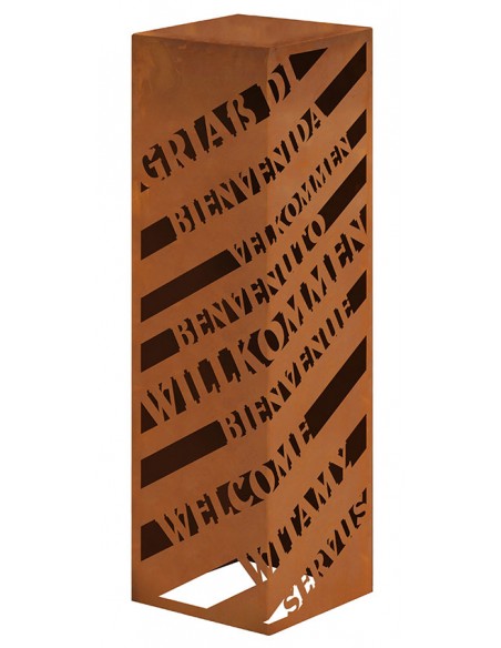 Rechteckige Rostsäule - Griaß Di, Willkommen - Höhe 100 cm
