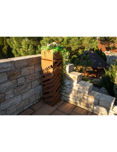 Rechteckige Rostsäule - Griaß Di, Willkommen - Höhe 100 cm