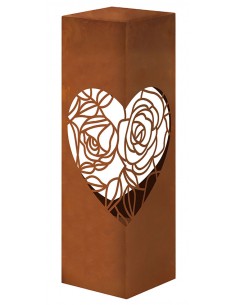 Rechteckige Rostsäule - Ranken Herz - Höhe 100 cm