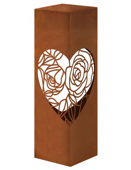 Rechteckige Rostsäule - Ranken Herz - Höhe 100 cm
