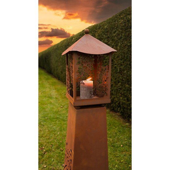 Metall Laterne - mit Rosen-Motiv - Höhe 40 cm