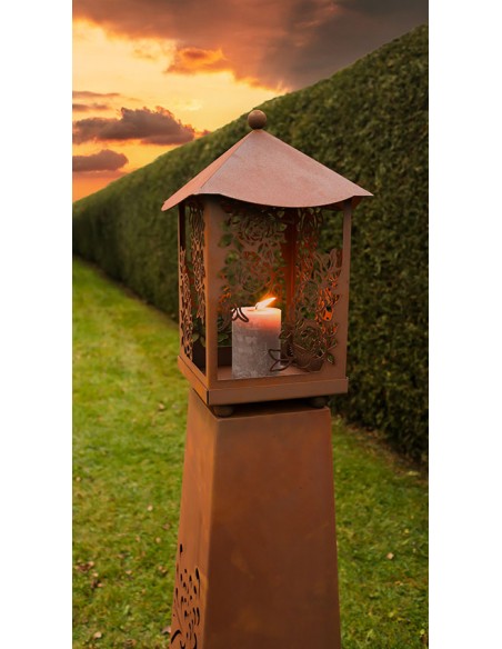 Metall Laterne - mit Rosen-Motiv - Höhe 40 cm