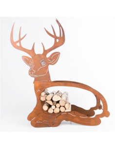 Kaminholzregale und Herzen Edelrost Holzregal liegender Hirsch klein -  Höhe 65 cm - Breite 30 cm 
Höhe 65 cm
Breite 50 cm
Ti