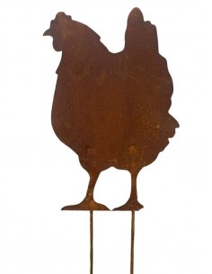 Deko Hühner für Draußen zum Stecken Deko Huhn von vorne für den Garten zum Stecken - Höhe 37 cm - Metall 
stabiles Metall aus