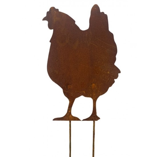 Deko Hühner für Draußen zum Stecken Deko Huhn von vorne für den Garten zum Stecken - Höhe 37 cm - Metall 

stabiles Metall aus