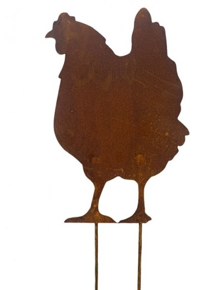 Deko Hühner für Draußen zum Stecken Deko Huhn von vorne für den Garten zum Stecken - Höhe 37 cm - Metall 

stabiles Metall aus