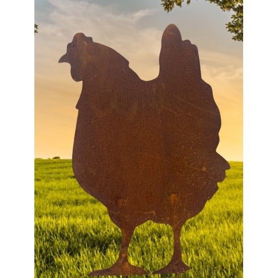 Deko Hühner für Draußen zum Stecken Deko Huhn von vorne für den Garten zum Stecken - Höhe 37 cm - Metall 

stabiles Metall aus