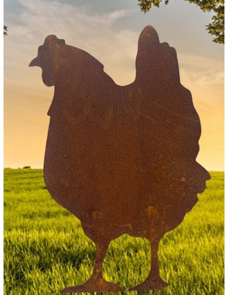 Deko Hühner für Draußen zum Stecken Deko Huhn von vorne für den Garten zum Stecken - Höhe 37 cm - Metall 

stabiles Metall aus
