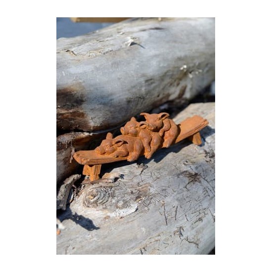 Gartendeko Gusseisen rostig - Deko aus Eisen Sauhaufen - Rost Schweinchen aus Gusseisen - Länge 17 cm Der lustige Sauhaufen mach