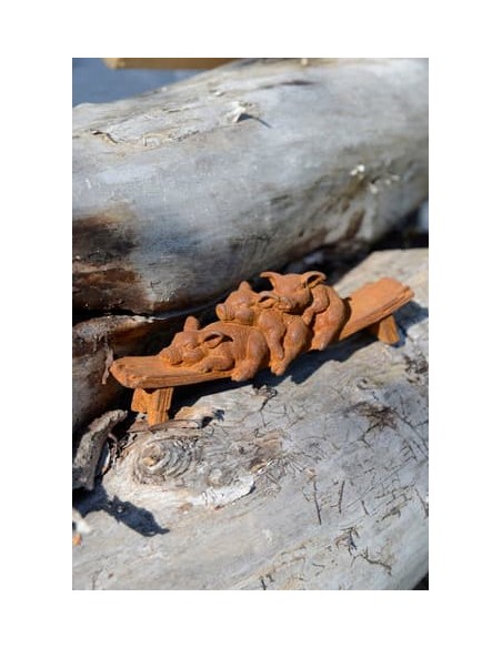 Gartendeko Gusseisen rostig - Deko aus Eisen Sauhaufen - Rost Schweinchen aus Gusseisen - Länge 17 cm Der lustige Sauhaufen mach