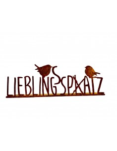 Schriftzüge Lieblingsspatz oder Lieblingsplatz - Schriftzug auf Platte - Breite 65 cm Lustige Analogie zum beliebten "Lieblingsp
