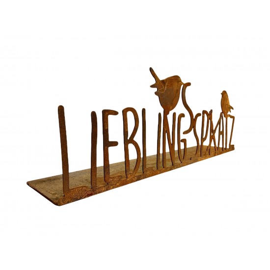 Schriftzüge Lieblingsspatz oder Lieblingsplatz - Schriftzug auf Platte - Breite 65 cm Lustige Analogie zum beliebten "Lieblingsp