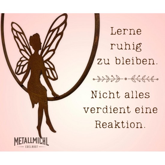 Feengarten märchenhafte Gartendeko Sitzende Deko Fee im Ring zum dekorieren - Ø 50 cm - groß Sitzende Deko Fee im Ring zum dekor