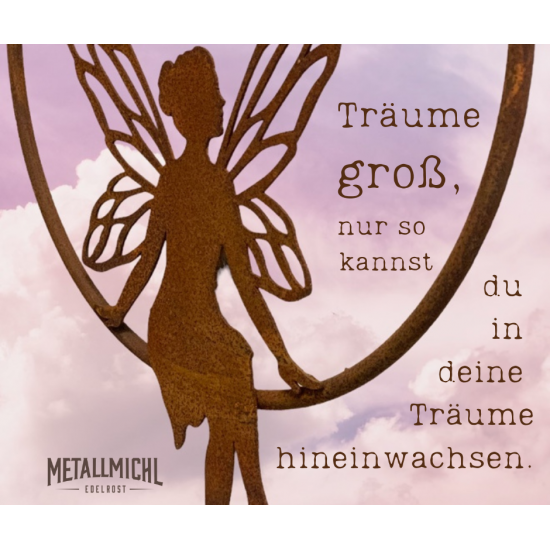 Feengarten märchenhafte Gartendeko Sitzende Deko Fee im Ring zum dekorieren - Ø 50 cm - groß Sitzende Deko Fee im Ring zum dekor