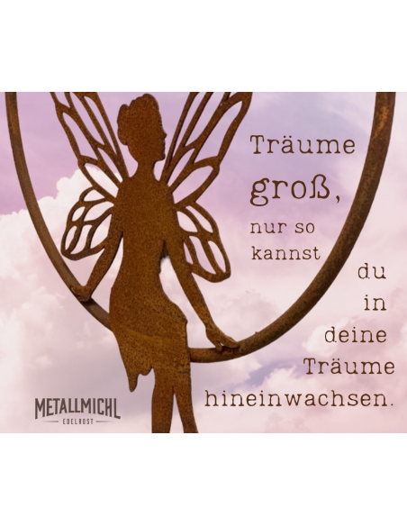 Feengarten märchenhafte Gartendeko Sitzende Deko Fee im Ring zum dekorieren - Ø 50 cm - groß Sitzende Deko Fee im Ring zum dekor