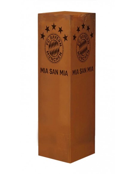 Pflanzsäulen - Säulen mit Pflanz-Schale FC Bayern Rostsäule - Mia san mia - Höhe 100 cm - 5 Sterne FC Bayern Rostsäule mit 5 Ste
