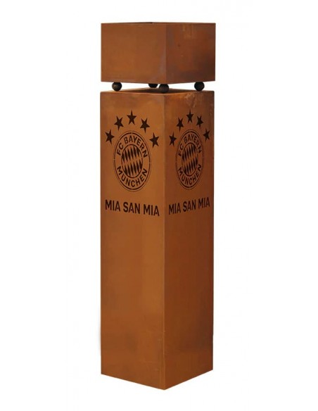 Pflanzsäulen - Säulen mit Pflanz-Schale FC Bayern Rostsäule - Mia san mia - Höhe 100 cm - 5 Sterne FC Bayern Rostsäule mit 5 Ste
