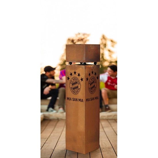 Pflanzsäulen - Säulen mit Pflanz-Schale FC Bayern Rostsäule - Mia san mia - Höhe 100 cm - 5 Sterne FC Bayern Rostsäule mit 5 Ste