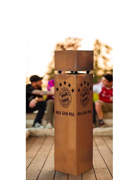 Pflanzsäulen - Säulen mit Pflanz-Schale FC Bayern Rostsäule - Mia san mia - Höhe 100 cm - 5 Sterne FC Bayern Rostsäule mit 5 Ste