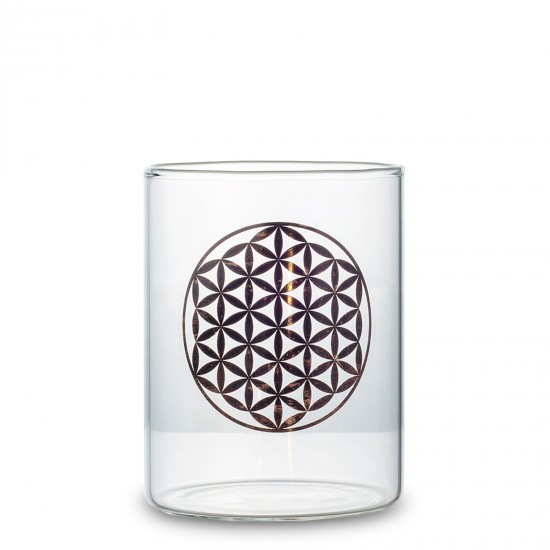 Start Windlicht Blume des Lebens aus Glas - Höhe 11 cm 