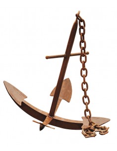 Edelrost Anker mit 4 Haken ( Flunken) und  Kette, Höhe 102 cm mediteran Schiff Meer Gartendeko Rostdeko Insel Seemann