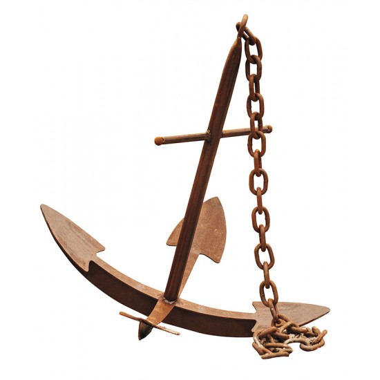 Edelrost Anker mit 4 Haken ( Flunken) und  Kette, Höhe 102 cm mediteran Schiff Meer Gartendeko Rostdeko Insel Seemann