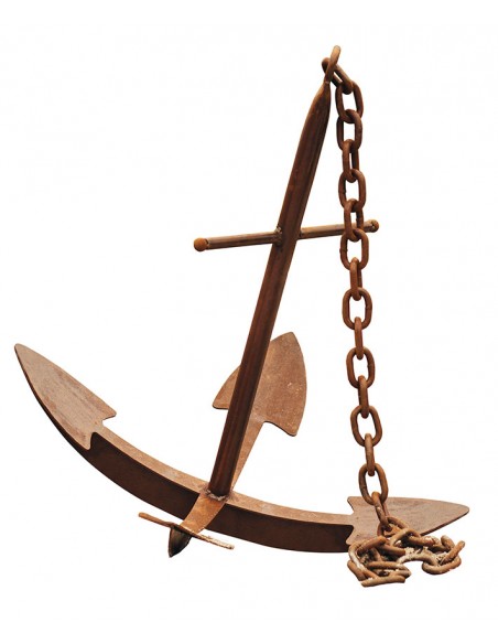 Edelrost Anker mit 4 Haken ( Flunken) und  Kette, Höhe 102 cm mediteran Schiff Meer Gartendeko Rostdeko Insel Seemann