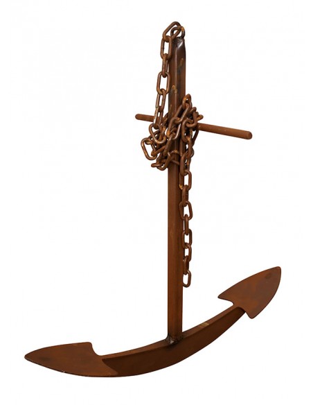 Edelrost Anker mit 2 Haken ( Flunken) und  Kette, Höhe 42 cm mediteran Schiff Meer Gartendeko Rostdeko