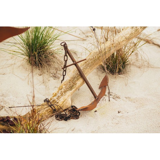 Edelrost Anker mit 2 Haken ( Flunken) und  Kette, Höhe 42 cm mediteran Schiff Meer Gartendeko Rostdeko