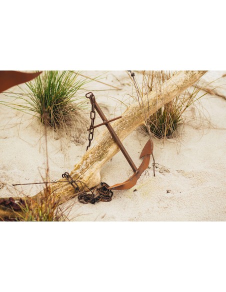 Edelrost Anker mit 2 Haken ( Flunken) und  Kette, Höhe 42 cm mediteran Schiff Meer Gartendeko Rostdeko