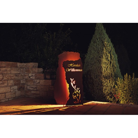 Sonderformen Säulen Säulenbogen Willkommen, 120 cm hoch inkl. Beleuchtung - Rostsäule für den Eingangsbereich 

Höhe 120 cm
T