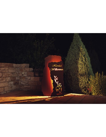 Sonderformen Säulen Säulenbogen Willkommen, 120 cm hoch inkl. Beleuchtung - Rostsäule für den Eingangsbereich 

Höhe 120 cm
T