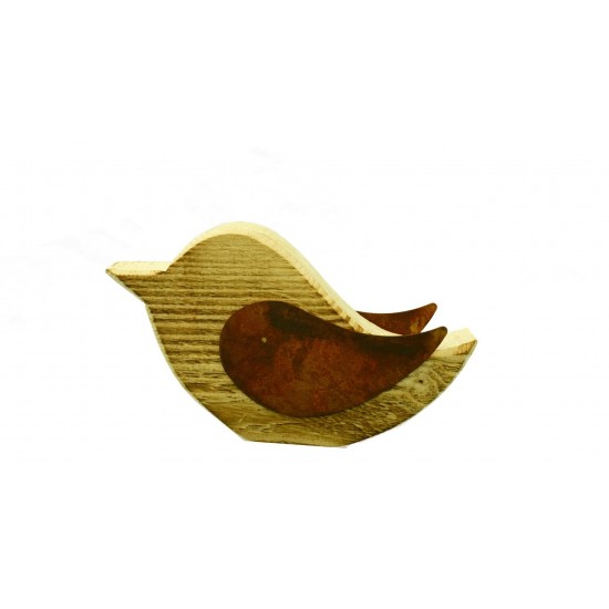 Vogel Deko Vogel -Matz- aus Holz mit Rostigen Flügeln Höhe 14cm,
Breite 23cm
unbehandeltes Fichtenholz
