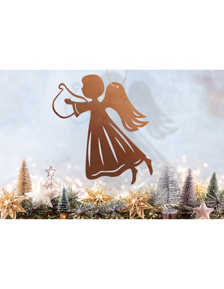 Weihnachtsbaumschmuck und Christbaumschmuck Edelrost Christbaumschmuck - Engel mit Harfe Edelrost Christbaumschmuck Engel mit Ha