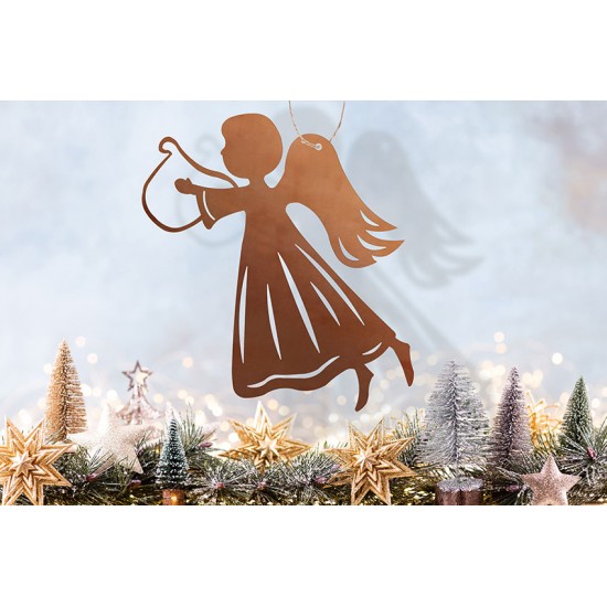 Weihnachtsbaumschmuck und Christbaumschmuck Edelrost Christbaumschmuck - Engel mit Harfe Edelrost Christbaumschmuck Engel mit Ha