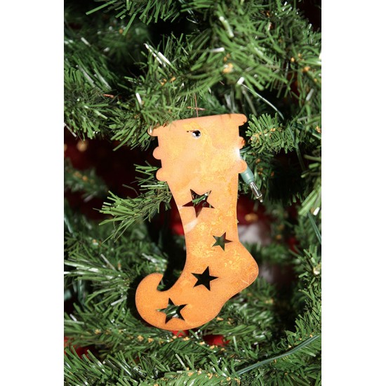Metall Christbaumschmuck Socke - mittel - Höhe 13,5 cm