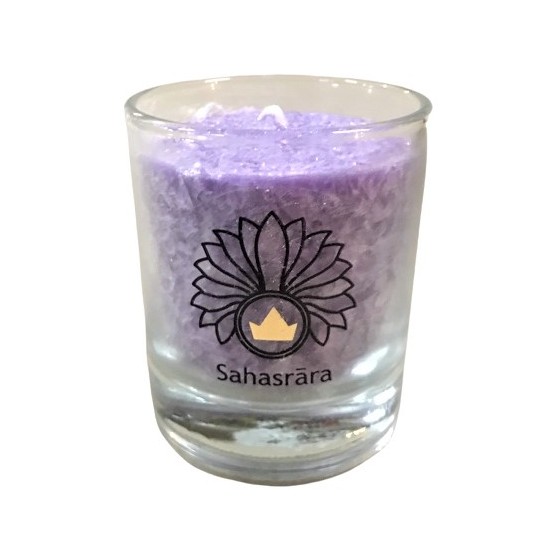 Glück CHAKRA Kerze Glückseligkeit - Violett - klein ca. 6 cm - Kerze im Glas - Palm Light Diese CHAKRA Kerze in der mystischen F
