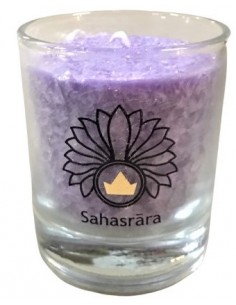 Glück CHAKRA Kerze Glückseligkeit - Violett - klein ca. 6 cm - Kerze im Glas - Palm Light Diese CHAKRA Kerze in der mystischen F 2
