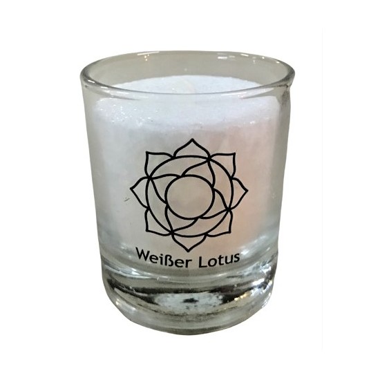 Glück CHAKRA Kerze Reinheit - Weiß - klein ca. 6 cm - Kerze im Glas - Palm Light Diese schöne Kerze im Glas mit weißem Palmwachs