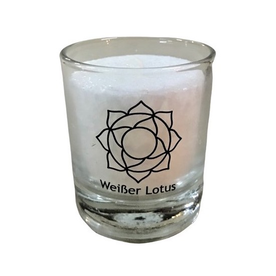 Glück CHAKRA Kerze Reinheit - Weiß - klein ca. 6 cm - Kerze im Glas - Palm Light Diese schöne Kerze im Glas mit weißem Palmwachs