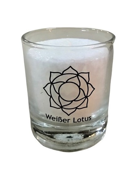 Glück CHAKRA Kerze Reinheit - Weiß - klein ca. 6 cm - Kerze im Glas - Palm Light Diese schöne Kerze im Glas mit weißem Palmwachs