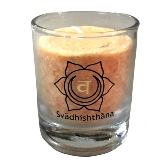 Glück CHAKRA Kerze Liebe - Orange - klein ca. 6 cm - Kerze im Glas - Palm Light Die Orange SHAKRA Kerze bringt eine angenehme Fa