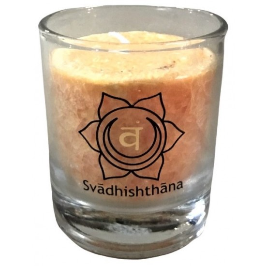 Glück CHAKRA Kerze Liebe - Orange - klein ca. 6 cm - Kerze im Glas - Palm Light Die Orange SHAKRA Kerze bringt eine angenehme Fa