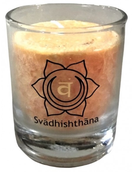 Glück CHAKRA Kerze Liebe - Orange - klein ca. 6 cm - Kerze im Glas - Palm Light Die Orange SHAKRA Kerze bringt eine angenehme Fa